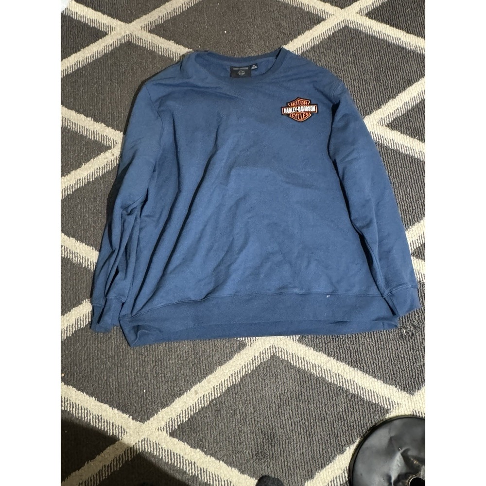 Vintage Harley Davidson Blue Flame Sweatshirt‎ Crewneck 3XL Sweatshirt Shield